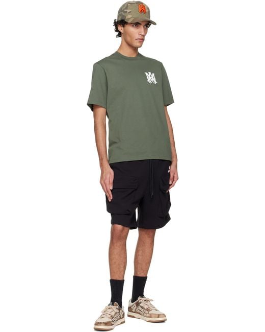 Amiri Green Ma Logo Printed Crewneck T-Shirt for men