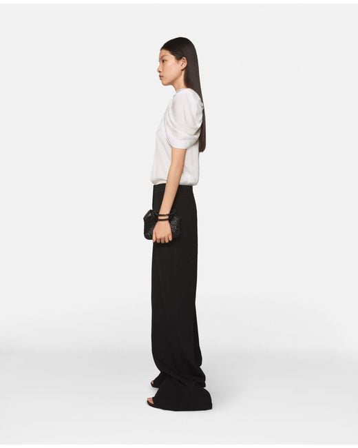 Stella McCartney White Draped Shoulder Asymmetric Satin Top