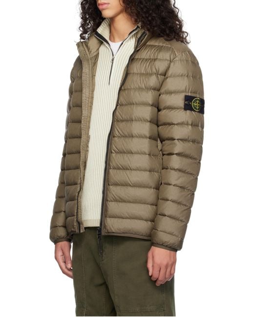 Stone Island Brown Zip Up High Neck Padded Jacket for men