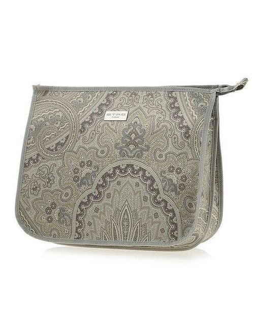 Etro Gray Zipper Clutch