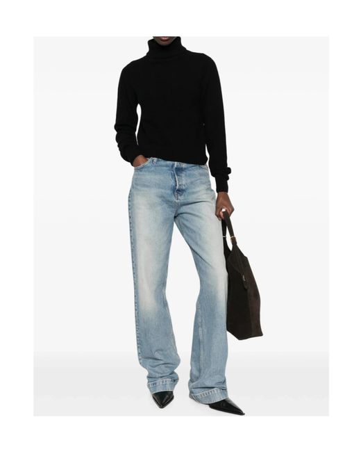 Baserange Black High-Neck Ribbed Sweater