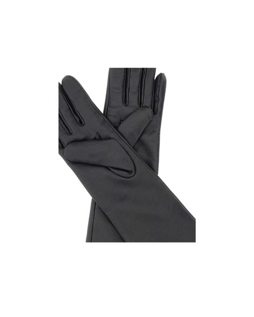 Gianni Chiarini Black Logo-Rivet Leather Gloves