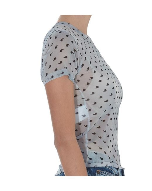 Maison Margiela Blue Quotation Mark Sheer Top