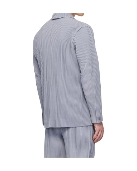 Homme Plissé Issey Miyake Gray Pleated Tailored Blazer for men
