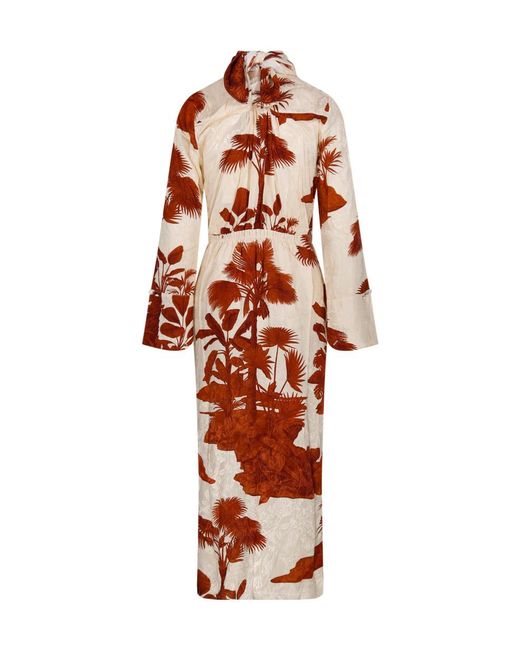 Johanna Ortiz White Tropical Print Wrap Dress