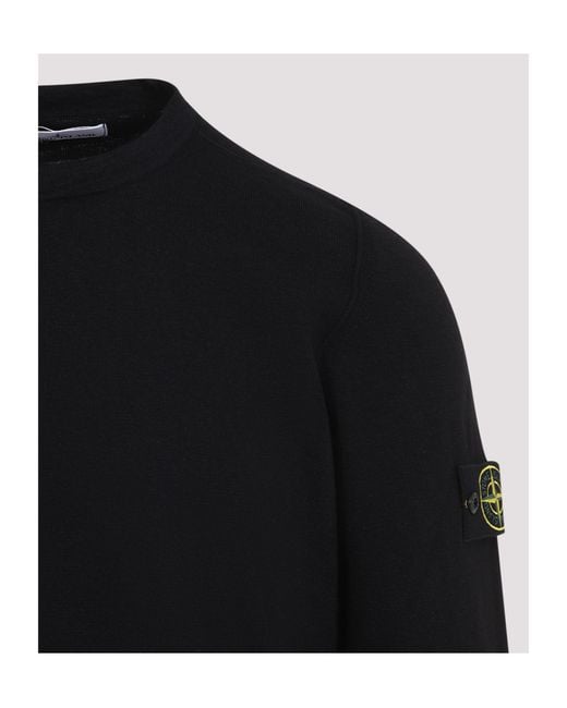 Stone Island Black Logo Patch Crewneck Sweatshirt for men