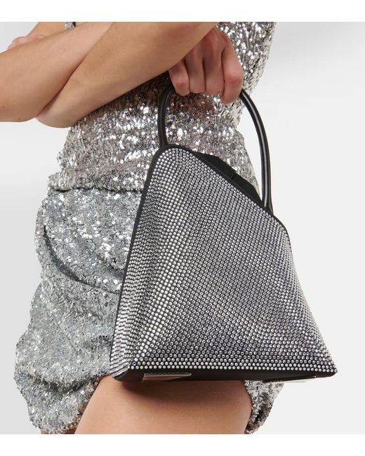The Attico Gray Sunset Mini Crystal-Embellished Tote Bag