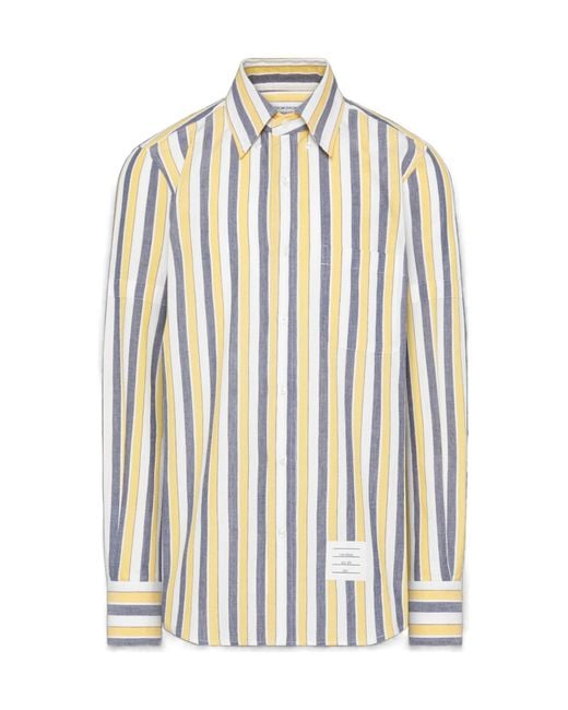 Thom Browne White Striped Button-Down Shirt for men