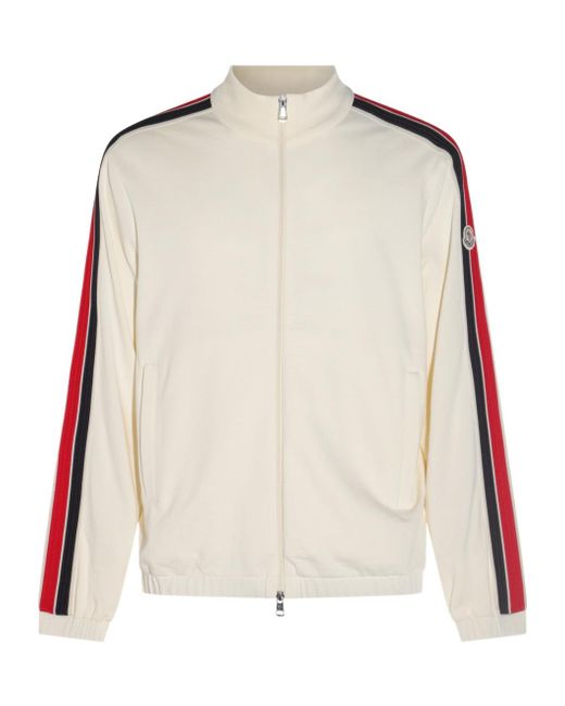 Moncler Natural Logo Patch Zipped Sweatshirt for men