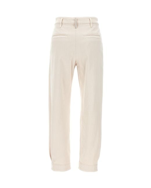 Brunello Cucinelli Natural Pleated Straight Leg Jeans