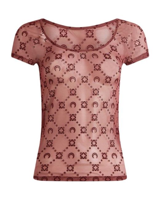 MARINE SERRE Pink Short-Sleeved T-Shirt