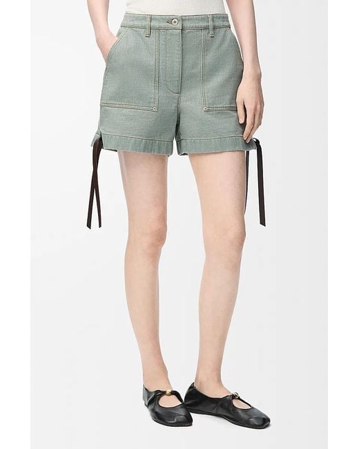 Loewe Green Side-Tie Pocket Shorts