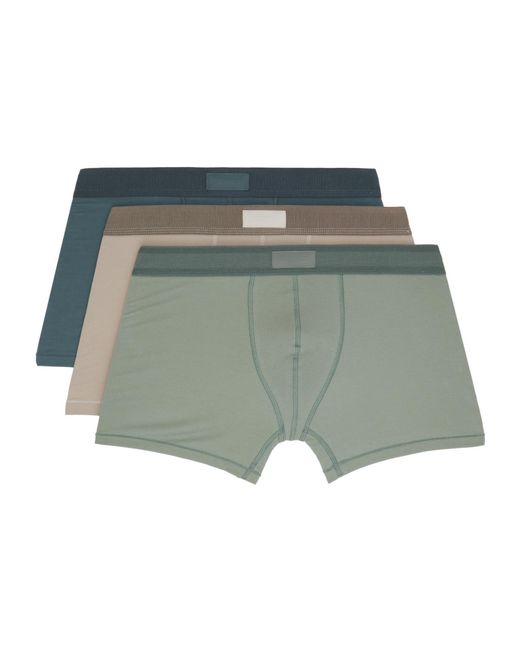 Skims Green Logo Boxer Briefs Three-Pack for men