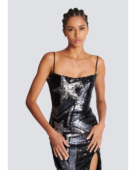 Balmain Black Embroidered Maxi Dress