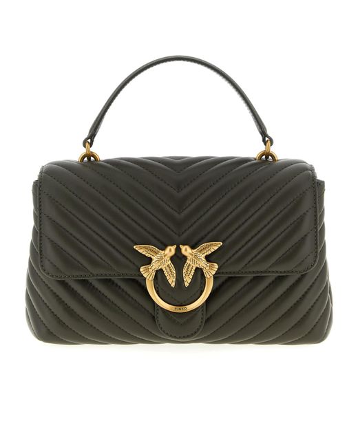 Pinko Black Classic Lady Love Chevron Puffer Tote Bag