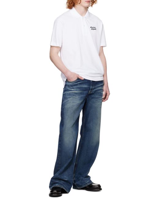 Maison Kitsuné White Maison Kitsuné Handwriting Comfort Polo Shirt for men