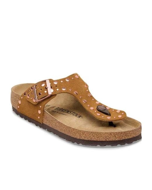 Birkenstock Brown Gizeh Rivet Thong Flat Sandals