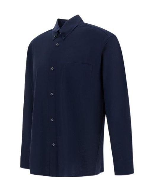 Herno Blue Button-Up Long-Sleeved Shirt for men