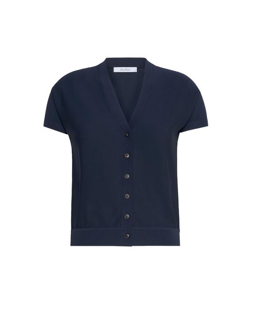 Max Mara Blue Viscose Crepe Cardigan