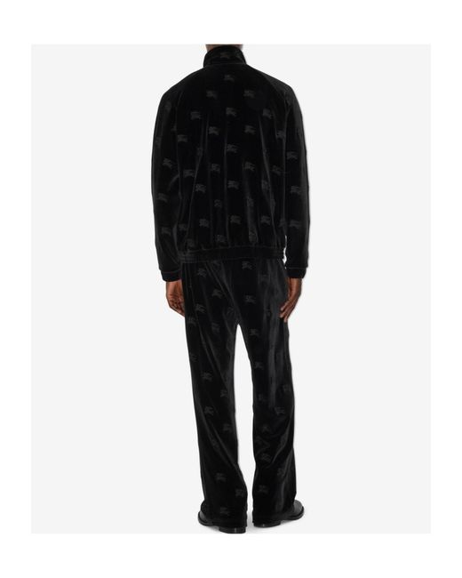 Burberry Black Ekd Velvet-Finished High-Neck Zipped Sweatshirt for men