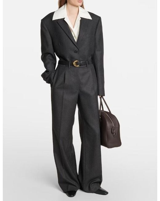 The Row Black Pleat-Front Wide-Leg Trousers
