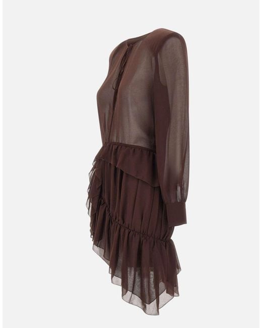 JACQUES WEI Brown Ruffled Dress