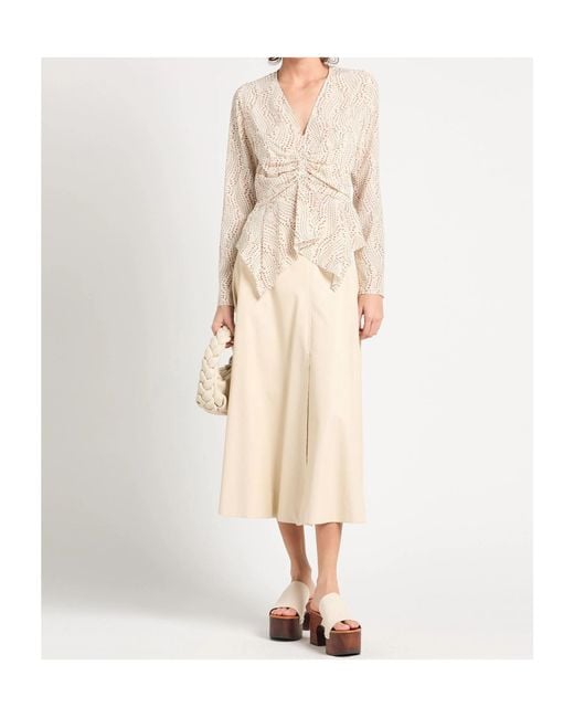 Isabel Marant Natural Long Sleeve V-Neck Blouse