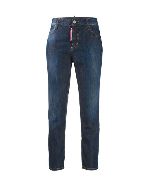DSquared² Blue Cropped Girlfriend Fit Jeans