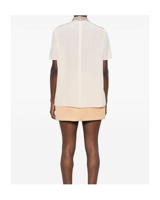 Valentino White Embellished Short-Sleeved Top