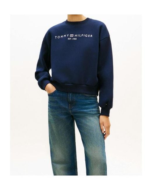 Tommy Hilfiger Blue Logo-Print Sweater