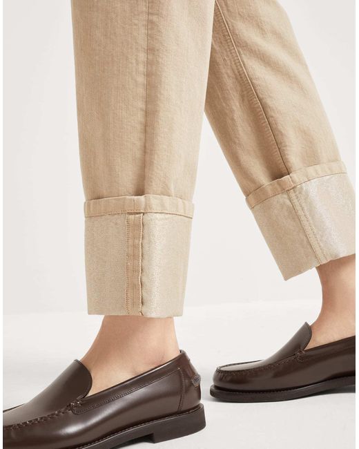 Brunello Cucinelli Natural Dyed Sparkling Denim Cropped Trousers