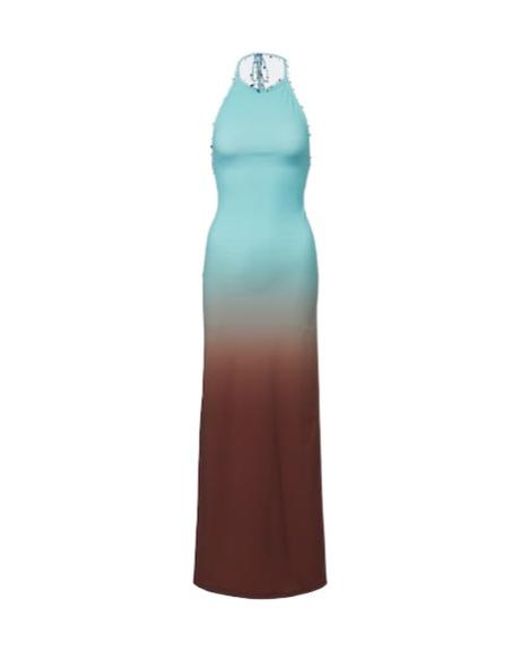 Christopher Esber Purple Beach Quartz Halter Embellished Maxi Dress