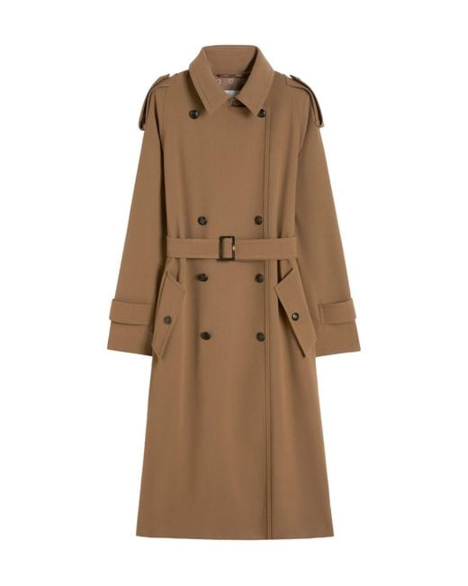 Max Mara Brown Virgin Wool Trench Coat