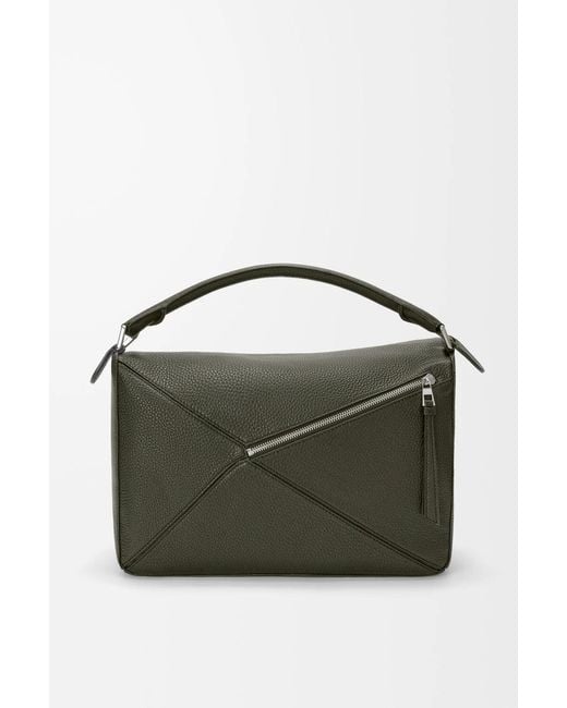 Loewe Green Large Puzzle Leather Shoulder Bag for men