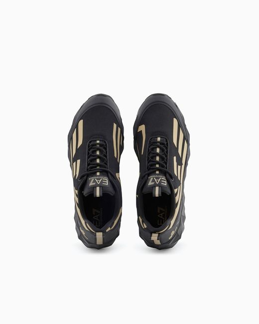 EA7 Black Logo-Print Sneakers for men