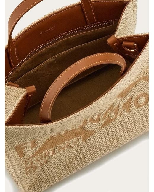Ferragamo Metallic Tote Bag With Logo