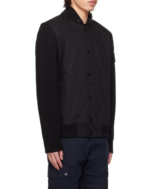 Stone Island Black Logo Medallion Casual Jacket for men