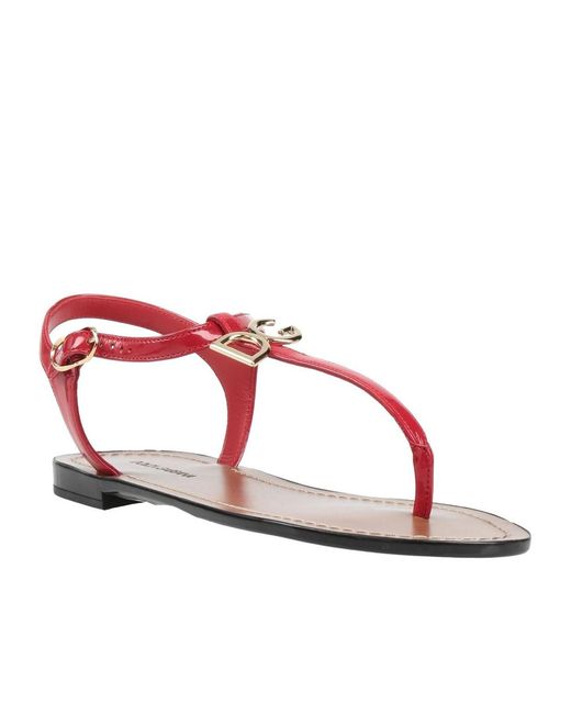 Dolce & Gabbana Red Solid Color Flip Flops