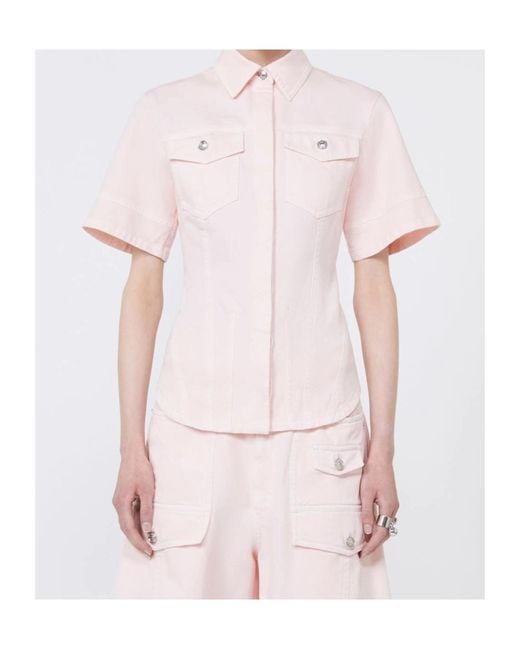 Sportmax Pink Slim-Fit Bull Denim Shirt