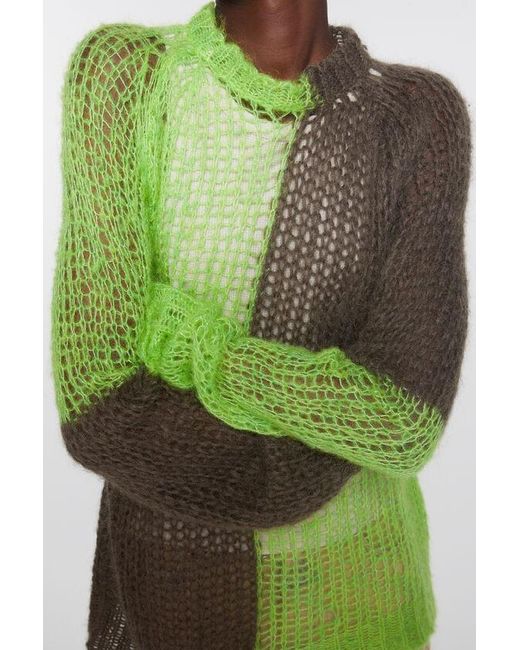 Acne Green Colour-Block Knit Sweater