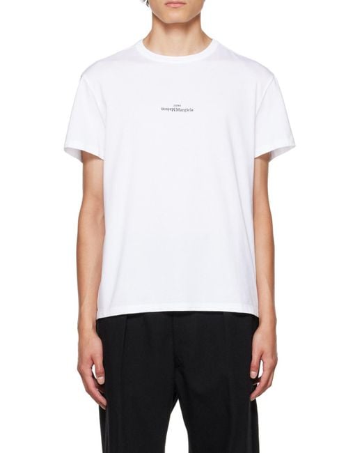 Maison Margiela White Logo Embroidered Crewneck T-Shirt for men