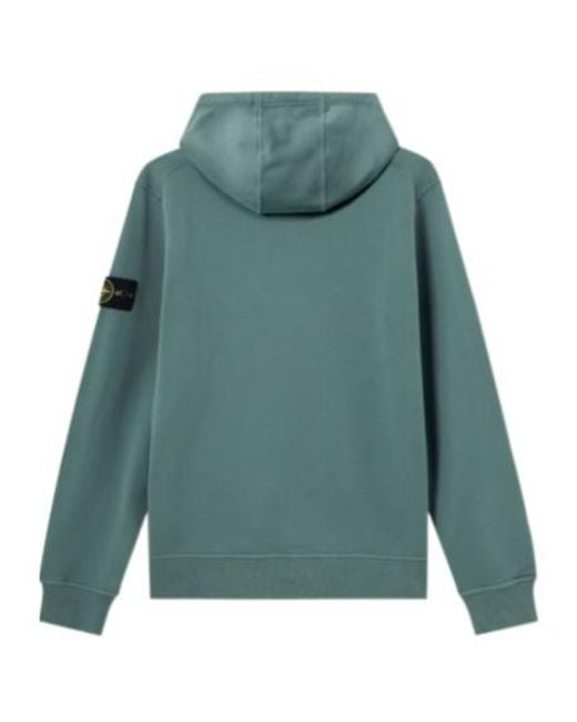 Stone Island Green Logo Patch Drawstring Hoodie for men