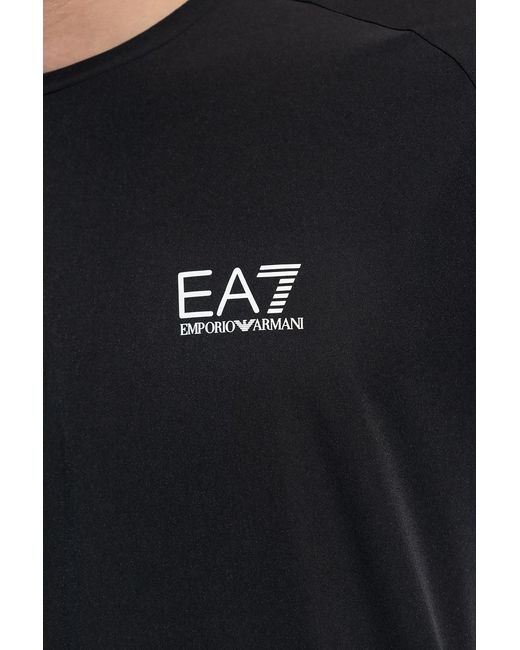 EA7 Black Logo-Printed Two-Piece Tracksuit for men