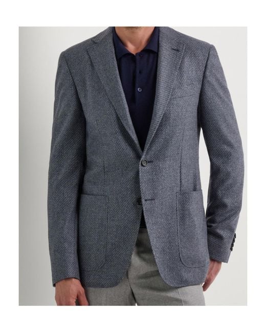 Canali Blue Textured Wool Blazer for men