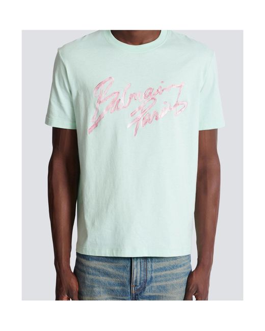 Balmain Green Printed T-Shirt for men