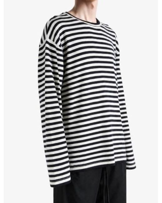 Extreme Cashmere Black Long-Sleeved Striped T-Shirt for men