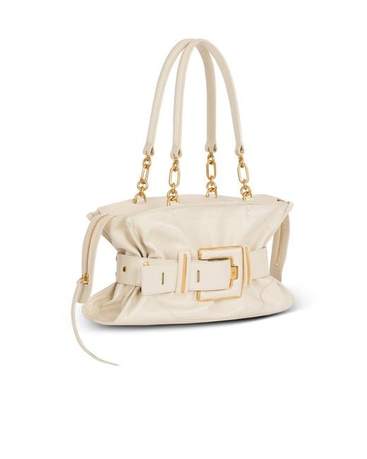 Balmain White Anthem Buckled Shoulder Bag