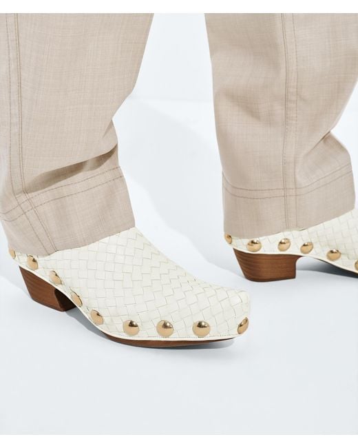 Bottega Veneta White Gondola Studded Mules