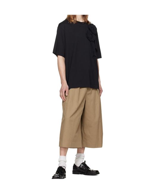 Simone Rocha Black Rosette Loose T-Shirt for men