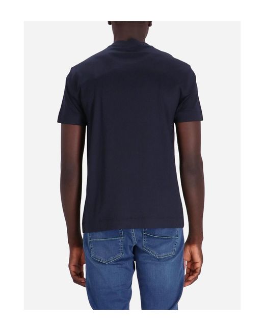Emporio Armani Blue Logo Printed Crewneck T-Shirt for men